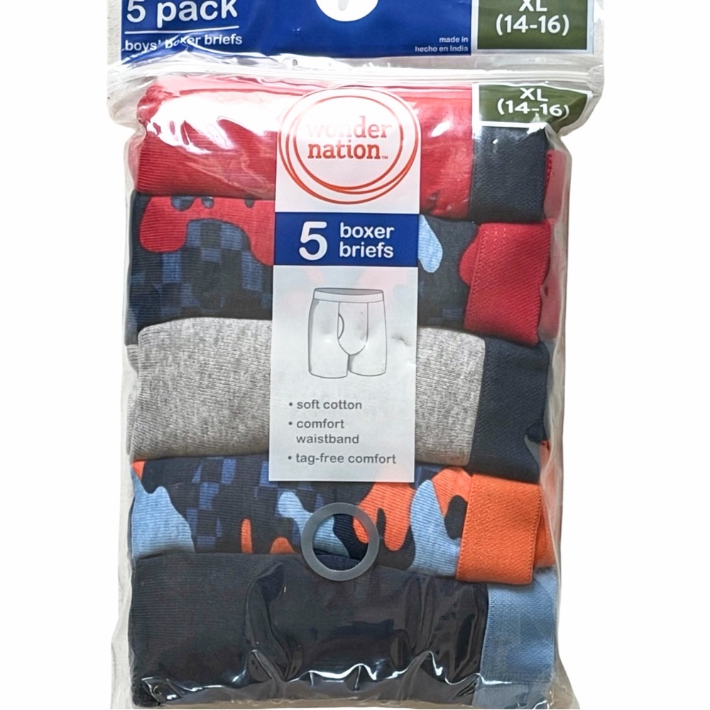 NWT Boys XL 14-16 Wonder Nation Boxer Briefs 5-Pack